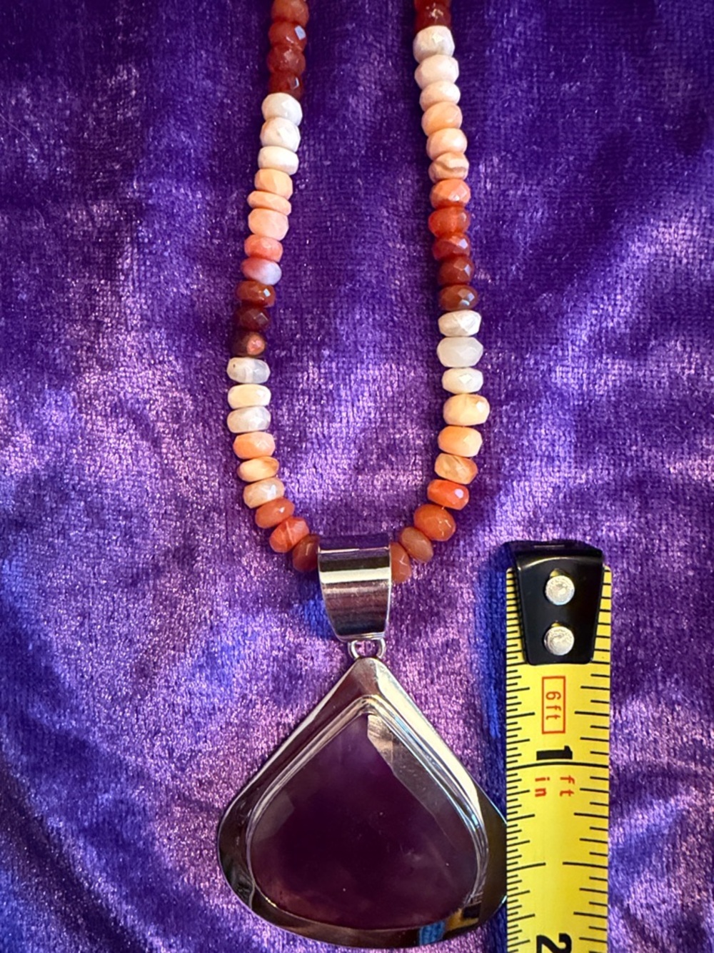Jay King Amethyst Pendant& Cornelian Agate Beads- silver(221) - Picture 5 of 5